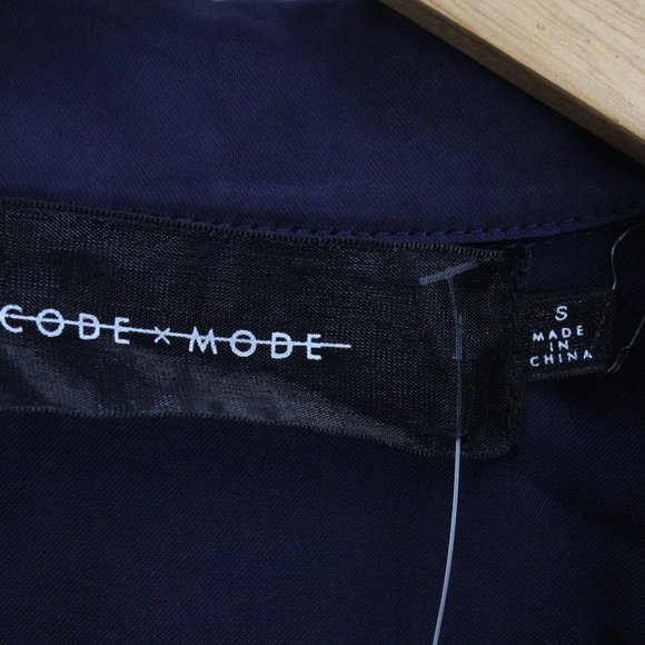 Code X Mode Sleepwear Top Womens Navy Blue Satin Pullover Soft Small S NWT - Picture 6 of 9
